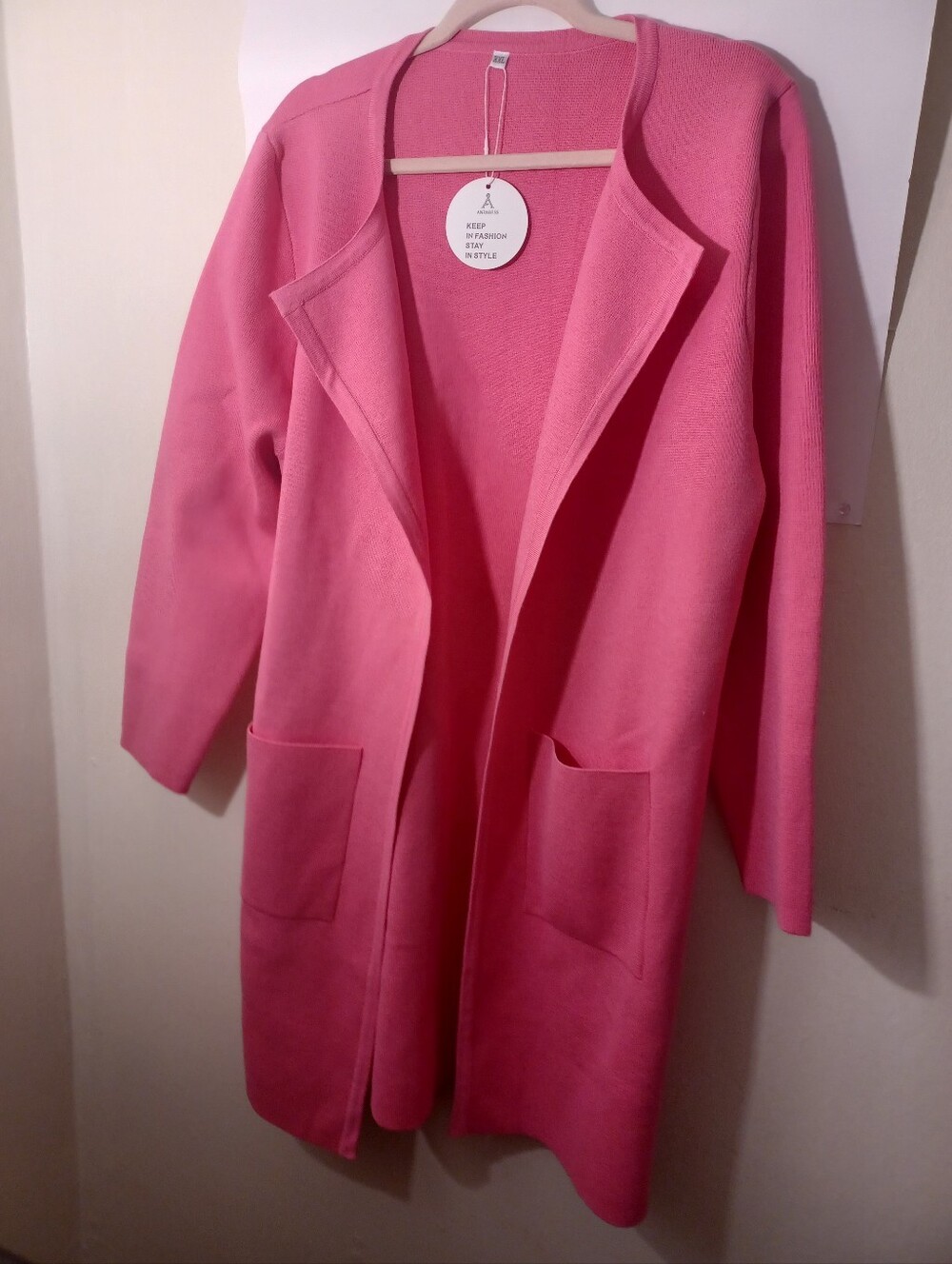 Women’s Open-Front Pink Knit Coatigan New XXL